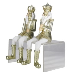 Clayre & Eef Figurine Set of 2 Nutcracker 12 cm Gold colored White Polyresin