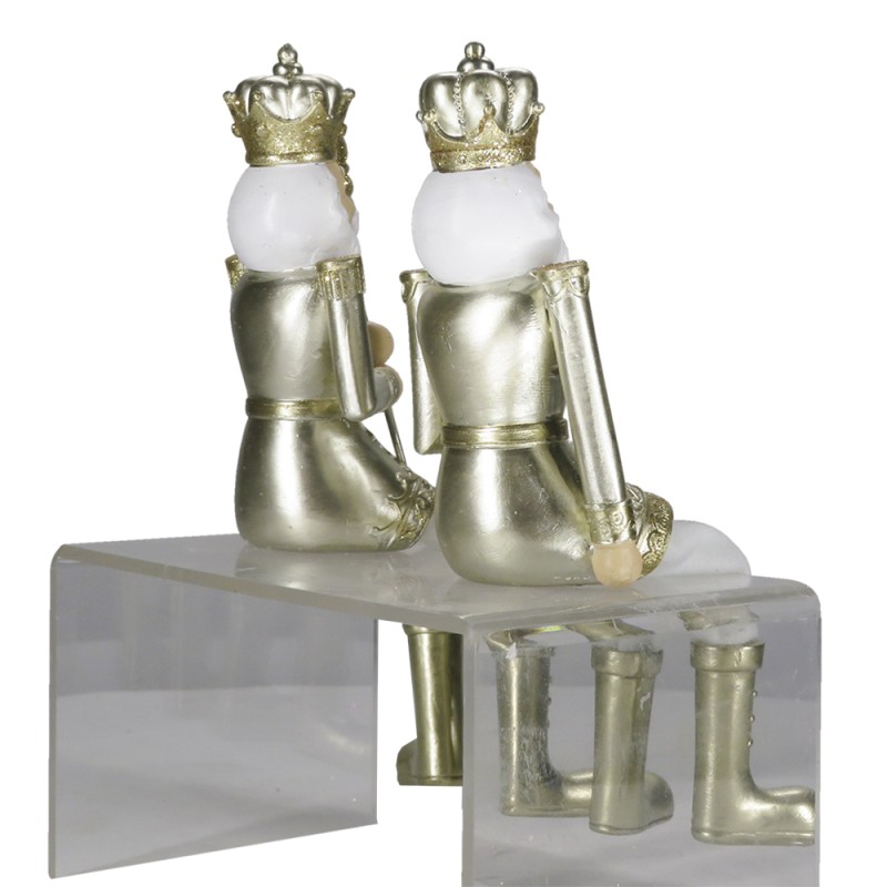 Clayre & Eef Statuette Set di 2 Schiaccianoci 12 cm Color oro Bianco Poliresina