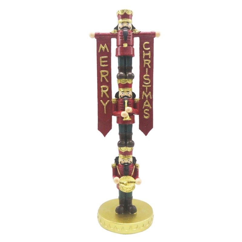 Clayre & Eef Statuetta Schiaccianoci 30 cm Rosso Color oro Poliresina Merry Christmas