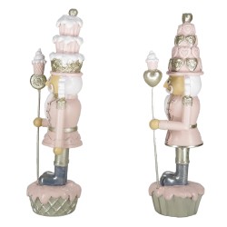 Clayre & Eef Figurine Set of 2 Nutcracker 23 cm Pink White Polyresin