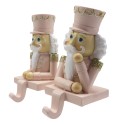 Clayre & Eef Haak Kerstsok Set van 2 Notenkraker 12 cm Roze Wit Kunststof