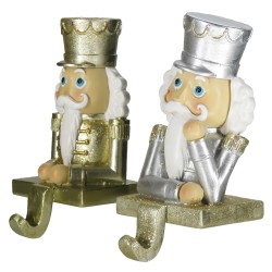 Clayre & Eef Calzino Natalizio con gancio set di 2 Schiaccianoci 12 cm Color oro Plastica