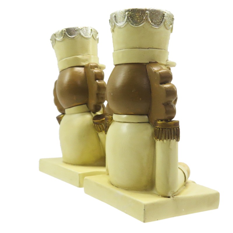 Clayre & Eef Haak Kerstsok Set van 2 Notenkraker 12 cm Beige Bruin Kunststof