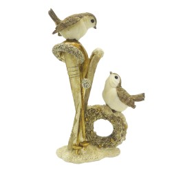 Clayre & Eef Figurine Oiseau 18 cm Couleur or Polyrésine