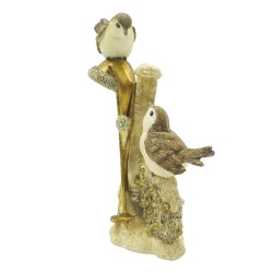 Clayre & Eef Figurine Oiseau 18 cm Couleur or Polyrésine