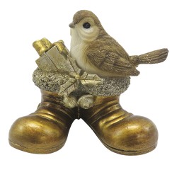 Clayre & Eef Beeld Vogel 9 cm Goudkleurig Polyresin