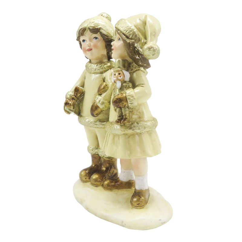 Clayre & Eef Figur Kinder 15 cm Beige Goldfarbig Polyresin