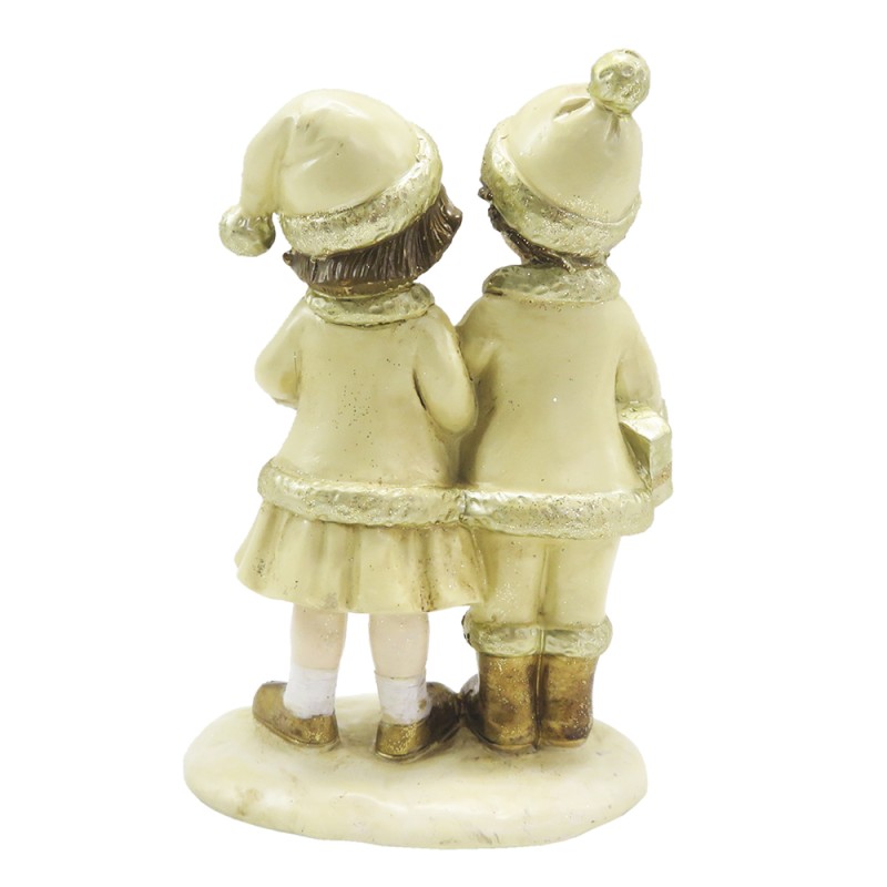 Clayre & Eef Figur Kinder 15 cm Beige Goldfarbig Polyresin