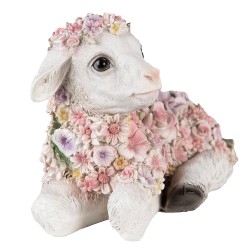 Clayre & Eef Figurine Mouton 25x13x16 cm Rose Polyrésine Fleurs