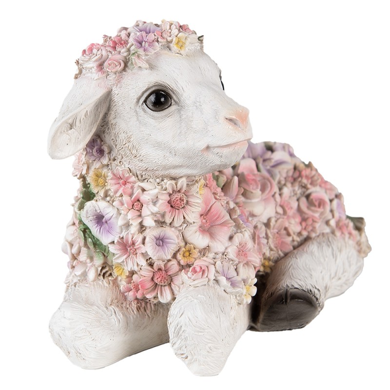 Clayre & Eef Figurine Sheep 25x13x16 cm Pink Polyresin Flowers