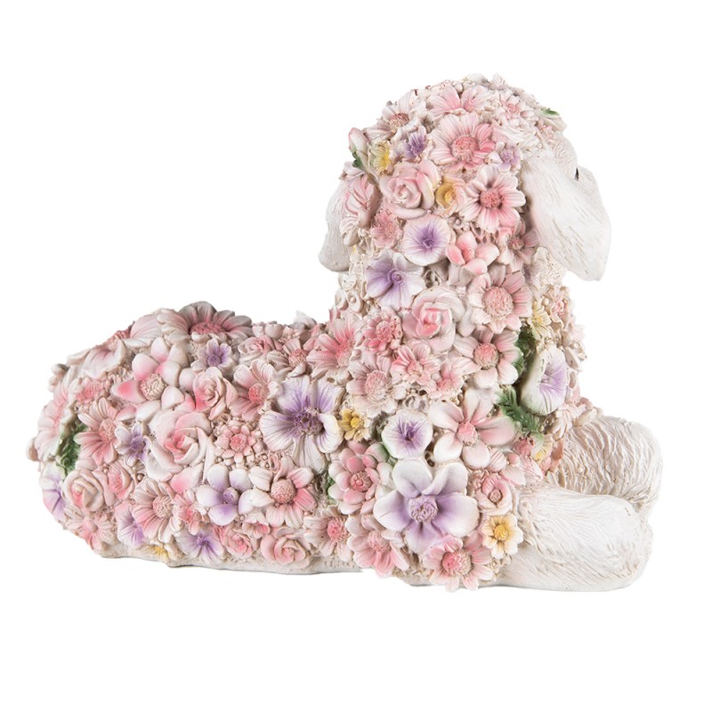 Clayre & Eef Figurine Sheep 25x13x16 cm Pink Polyresin Flowers