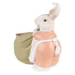 Clayre & Eef Pot de fleurs Lapin 15x7x14 cm Vert Rose Plastique