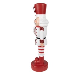 Clayre & Eef Kerstdecoratie Beeld Notenkraker 37 cm Rood Wit Polyresin