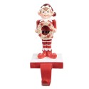 Clayre & Eef Haak Kerstsok Elf 20 cm Rood Polyresin