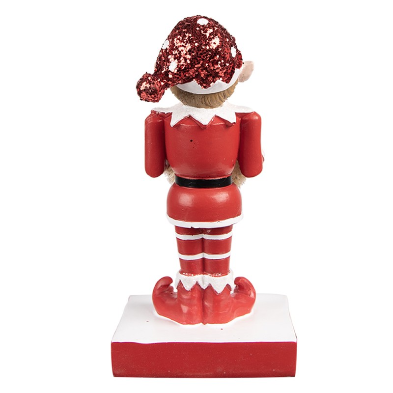 Clayre & Eef Haak Kerstsok Elf 20 cm Rood Polyresin