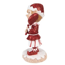 Clayre & Eef Kerstdecoratie Beeld Elf 20 cm Rood Polyresin