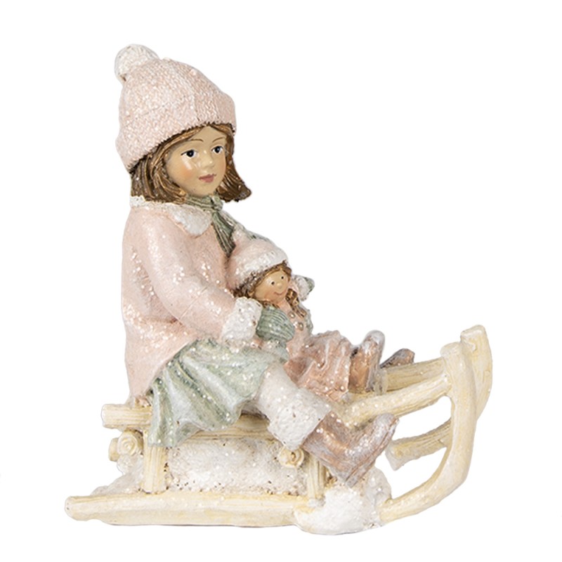 Clayre & Eef Statuetta Ragazza 11 cm Rosa Poliresina