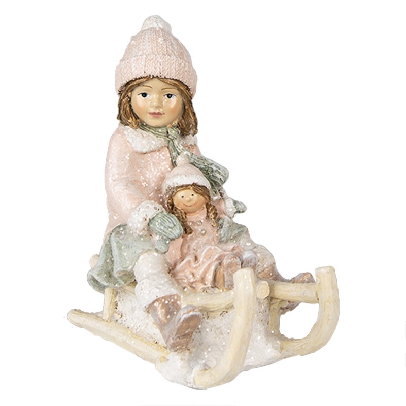 Clayre & Eef Figurine Fille 11 cm Rose Polyrésine