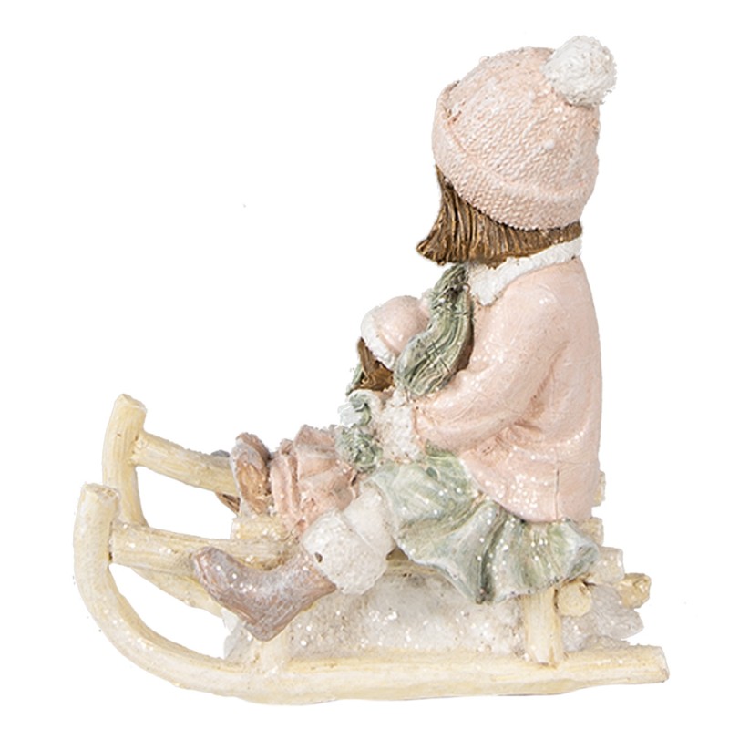 Clayre & Eef Figurine Fille 11 cm Rose Polyrésine