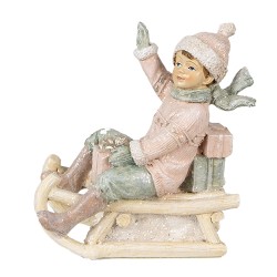 Clayre & Eef Statuetta Bambino 10 cm Rosa Poliresina