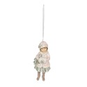 Clayre & Eef Christmas Ornament Girl 11 cm Pink Polyresin