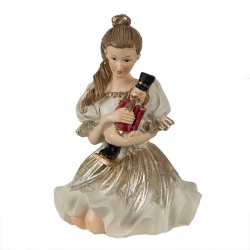 Clayre & Eef Beeld Ballerina 13 cm Wit Goudkleurig Polyresin