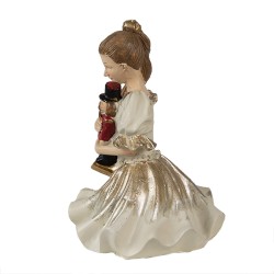 Clayre & Eef Beeld Ballerina 13 cm Wit Goudkleurig Polyresin