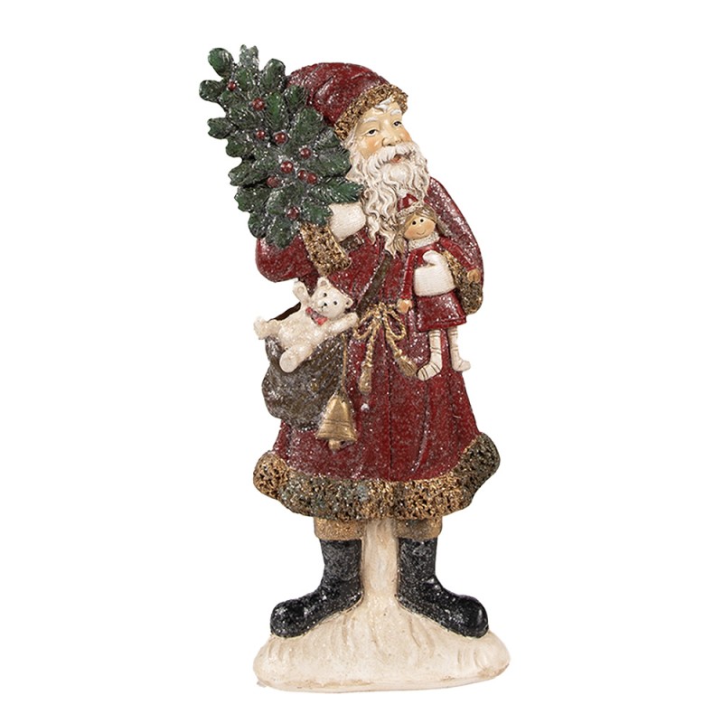 Clayre & Eef Beeld Kerstman 9x4x23 cm Rood Polyresin