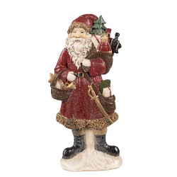 Clayre & Eef Figurine Père Noël 12x4x24 cm Rouge Polyrésine