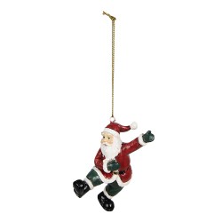 Clayre & Eef Kersthanger Kerstman 8 cm Rood Polyresin