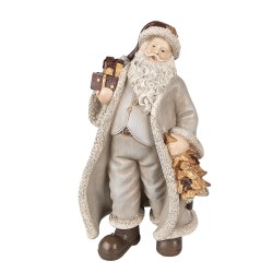 Clayre & Eef Figurine Père Noël 25 cm Gris Polyrésine