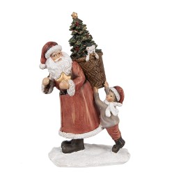 Clayre & Eef Statuetta Babbo Natale  19 cm Rosso Poliresina