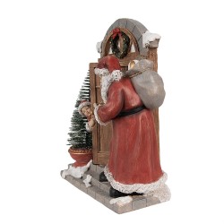 Clayre & Eef Kerstdecoratie met LED-verlichting Kerstman 18x8x22 cm Rood Bruin Polyresin