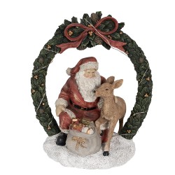 Clayre & Eef Weihnachtsdekoration mit LED-Beleuchtung Weihnachtsmann 23 cm Rot Polyresin