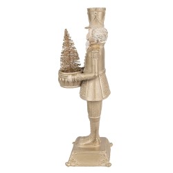 Clayre & Eef Christmas Decoration with LED Lighting Nutcracker 32 cm Gold colored Polyresin