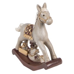 Clayre & Eef Figurine Rocking Horse 11 cm Grey Polyresin