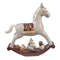 Clayre & Eef Statuetta Cavallo a dondolo 18 cm Grigio Poliresina