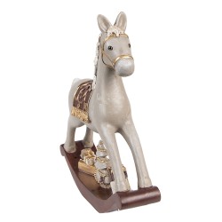 Clayre & Eef Statuetta Cavallo a dondolo 18 cm Grigio Poliresina