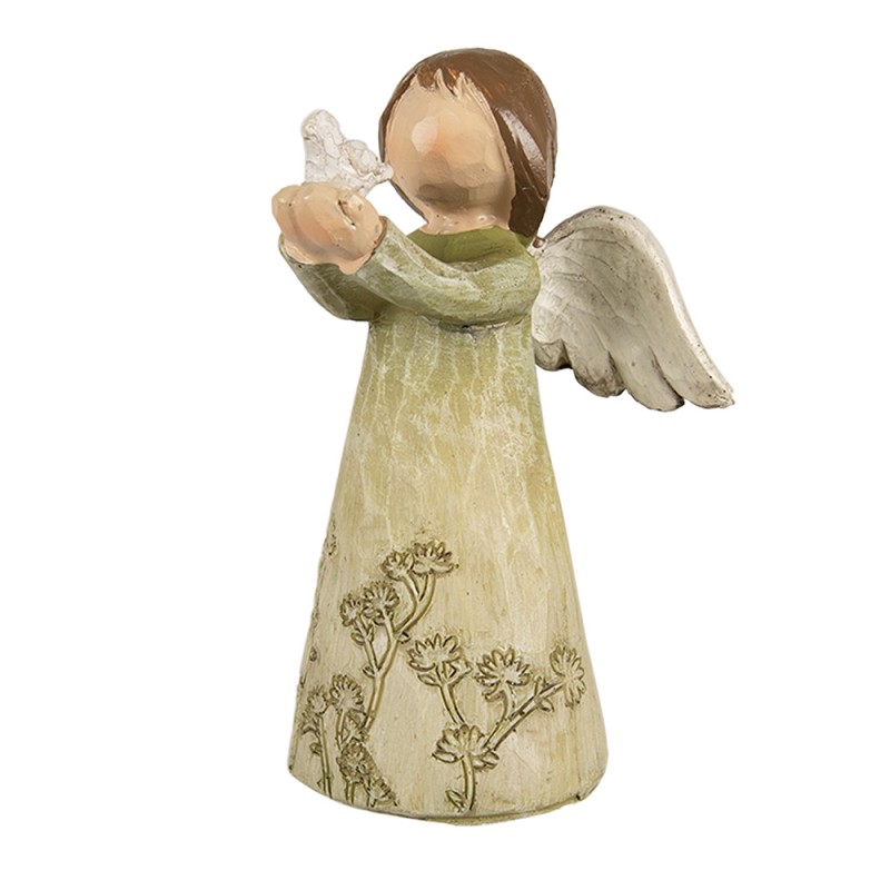 Clayre & Eef Figurine décorative Ange 12 cm Vert Polyrésine