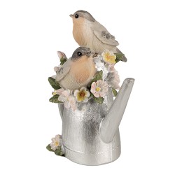 Clayre & Eef Decoratie Beeld Vogel 13 cm Grijs Polyresin