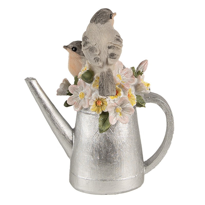 Clayre & Eef Figurine décorative Oiseau 13 cm Gris Polyrésine