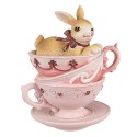 Clayre & Eef Figurine Lapin 10 cm Marron Rose Polyrésine