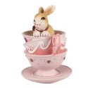 Clayre & Eef Statuetta Coniglio 10 cm Marrone Rosa  Poliresina