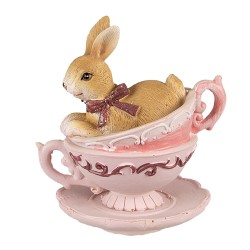 Clayre & Eef Figur Kaninchen 9 cm Braun Rosa Polyresin