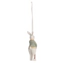 Clayre & Eef Hanger Konijn 10 cm Wit Groen Polyresin