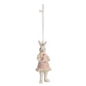 Clayre & Eef Pendant Rabbit 10 cm White Pink Polyresin