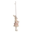 Clayre & Eef Pendant Rabbit 10 cm White Pink Polyresin