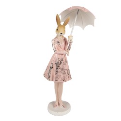 Clayre & Eef Statuetta Coniglio 28 cm Marrone Rosa  Poliresina