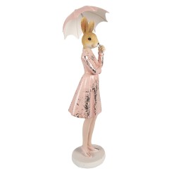 Clayre & Eef Figurine Lapin 28 cm Marron Rose Polyrésine