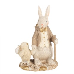 Clayre & Eef Figurine Rabbit 15 cm White Brown Polyresin